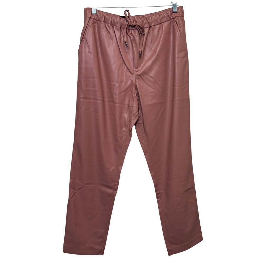 Wildfang‎ Empower Vegan Leather Drawstring Pant S Pink Brown Straight Leg Chic